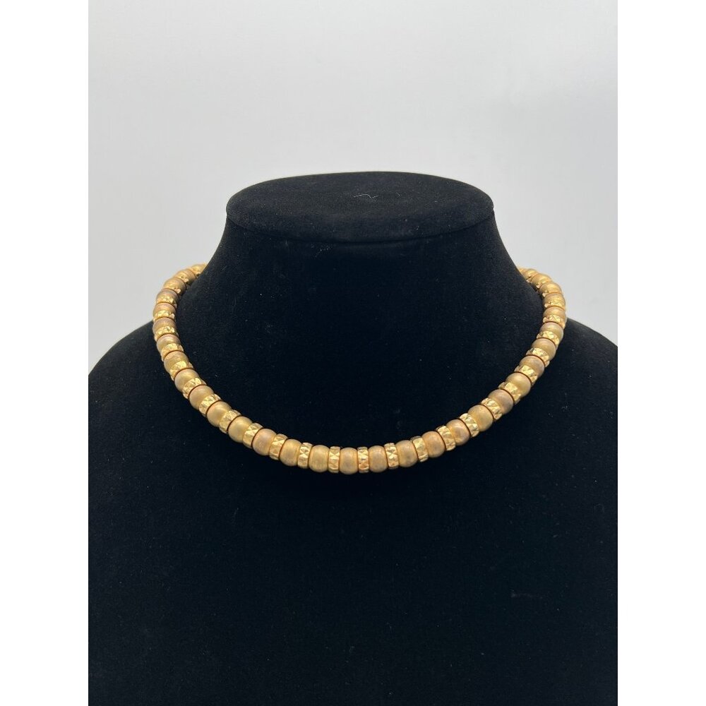 Gold Matte Beaded Necklace By Anne Klein Elegant Designer Accessory